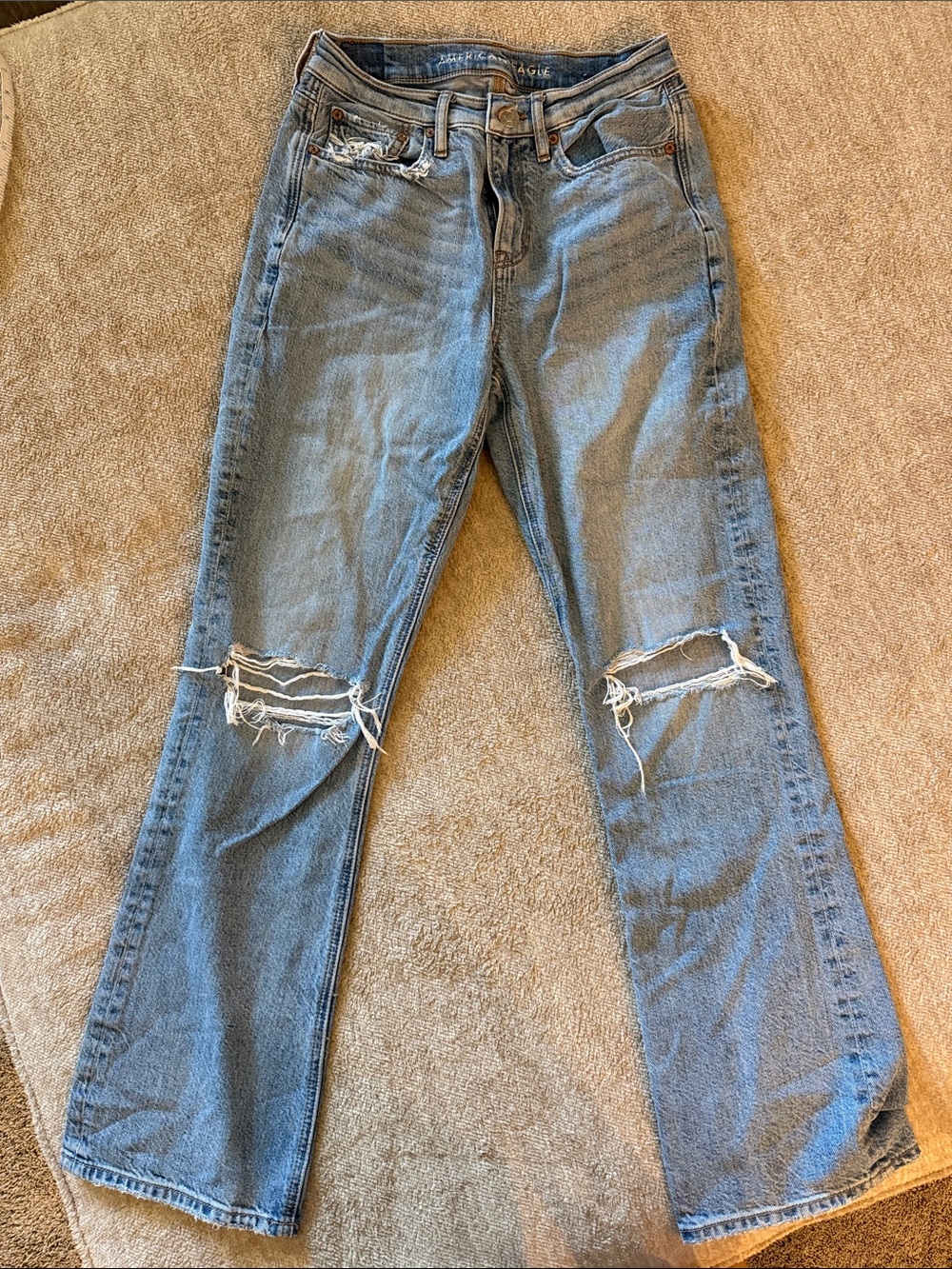 American Eagle Outfitters Light Blue Distressed Flare Jeans